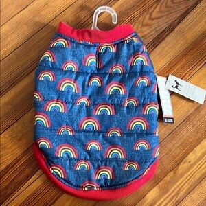 Rainbow Patterned Dog Jacket with Velcro Closures NWT Size M